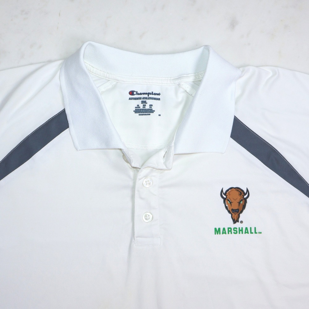 Champion Marshall University Thundering Herd Polo Shirt White Mens 2XL WV